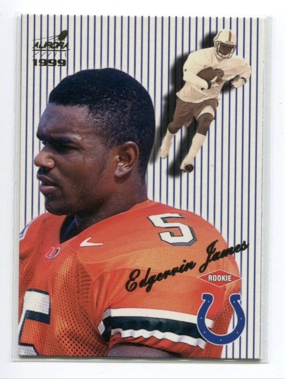 1999 Aurora Pinstripes Indianapolis Colts Rookie Error #62 Edgerrin James HOF